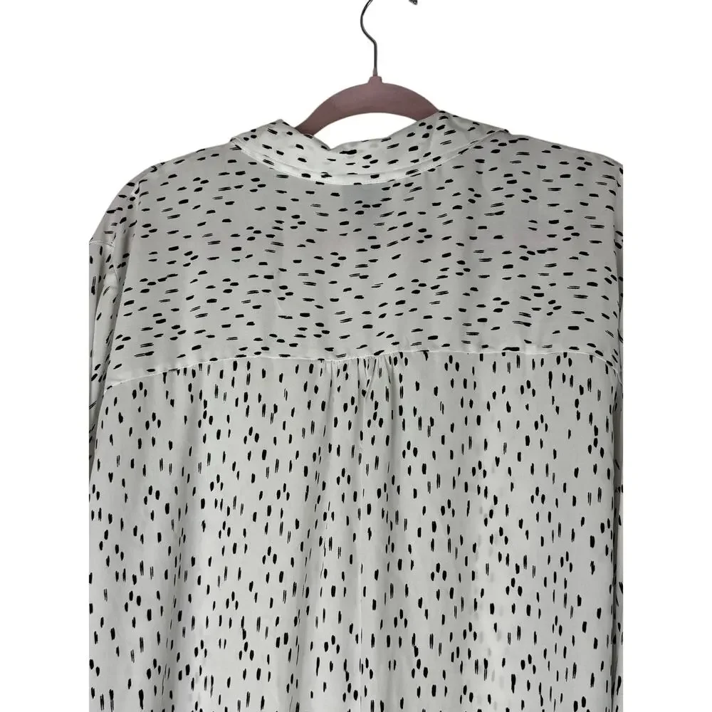 Worthington Woman White & Black Long Sleeve V-neck Collar Blouse Top Size 4X - Picture 6 of 10
